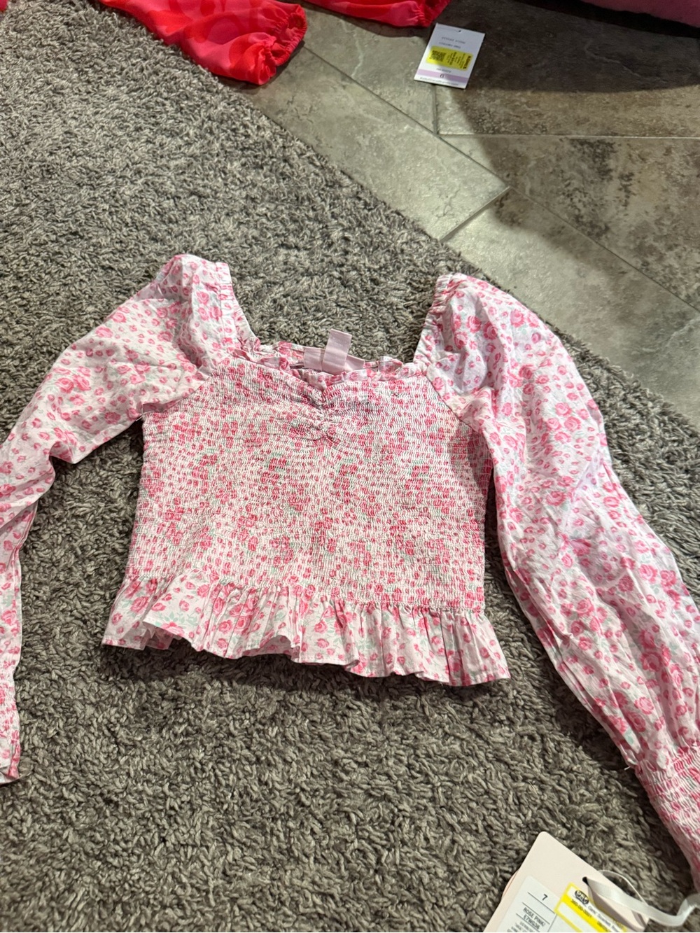 🍊 Girls' Scarlett Roseheart Smocked Long Sleeve Top - LoveShackFancy x Target